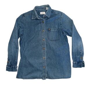 Villager Sport Medium Denim front pocket button up long sleeve shirt, vintage
